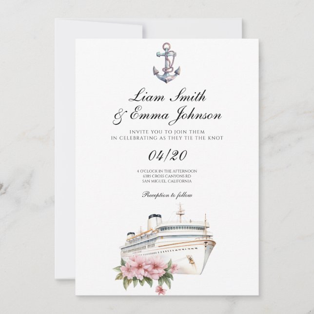 Kreuzfahrtschiff Anchor Hochzeitseinladung Einladung (Vorderseite)