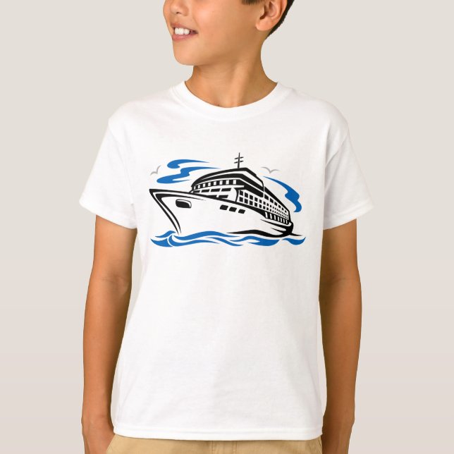 Kreuzfahrtschiff auf Seewellen Seefahrt T-Shirt (Vorderseite)