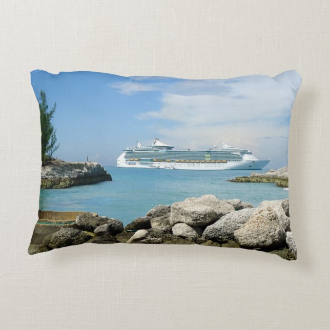 Kreuzfahrtschiff bei CocoCay Dekokissen (Rückseite)