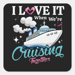 Kreuzfahrtschiff "Couple Cruising Together Vacatio Quadratischer Aufkleber