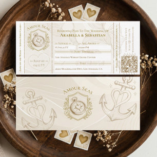 Kreuzfahrtschiff-Eincheckticket Zielhochzeit Einladung