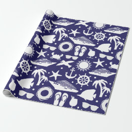 Kreuzfahrtschiff Gemustert Navy Blue und White Geschenkpapier