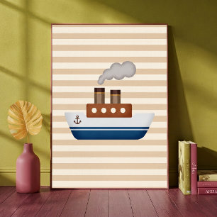 Kreuzfahrtschiff gestreiftes neutrales Jungen-Kind Poster