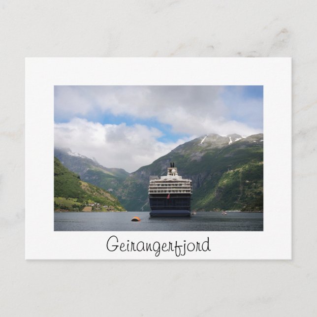 Kreuzfahrtschiff in Geirangerfjord Norwegen Postka Postkarte (Vorderseite)
