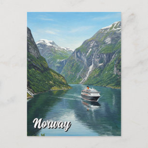 Kreuzfahrtschiff in Norwegen Fjord Postkarte
