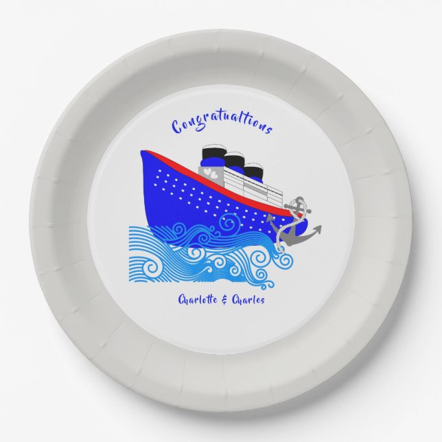Kreuzfahrtschiff Nautical Personalisiert Pappteller (Vorderseite)