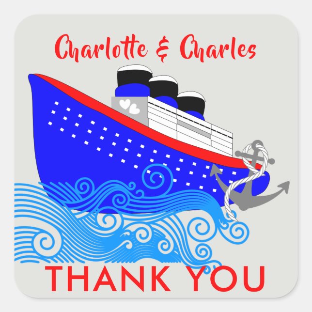 Kreuzfahrtschiff Nautical Personalisiert Quadratischer Aufkleber (Vorderseite)