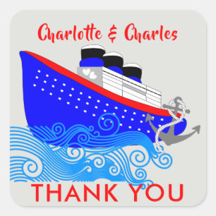 Kreuzfahrtschiff Nautical Personalisiert Quadratischer Aufkleber