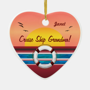 Kreuzfahrtschiff Oma - Personalisiertes Herz Keramik Ornament