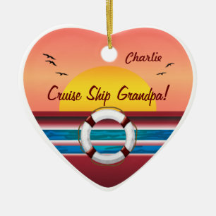 Kreuzfahrtschiff Opa - Personalisiertes Herz Keramikornament