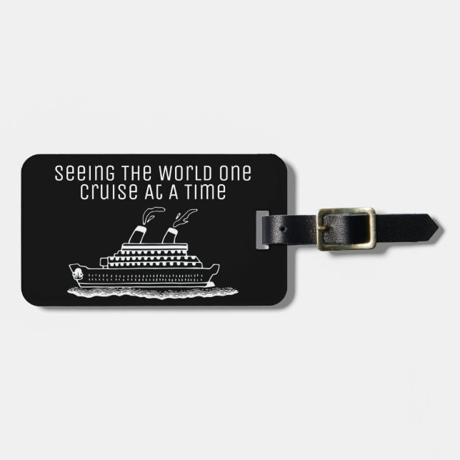 Kreuzfahrtschiff Reisende Funny Simple Schwarz-wei Gepäckanhänger (Vorderseite horizontal)