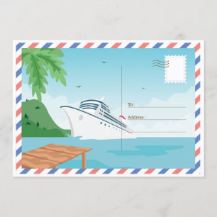 Kreuzfahrtschiff Save-the-Date-Postkarte Einladung