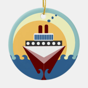 Kreuzfahrtschiff Sonnenaufgang Doppelseitige Ornam Keramik Ornament