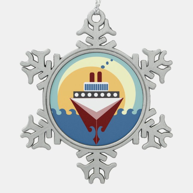 Kreuzfahrtschiff-Zinnsnowflake Ornament (Vorderseite)