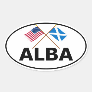 Kreuzflaggen der USA und Schottlands (Kreuz) Ovaler Aufkleber