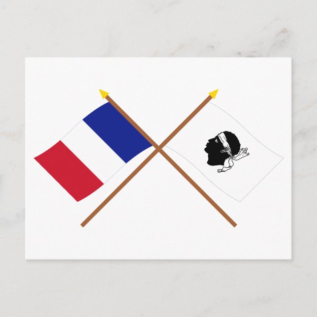 Kreuzflaggen von Frankreich und La Corse Postkarte (Vorderseite)