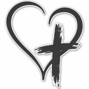 Kreuzherz-Symbol Aufkleber