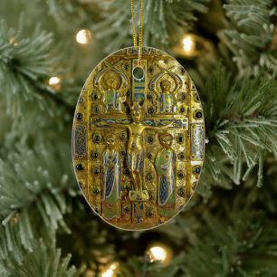 Kreuzigung Christi, Limoges, 13. Jahrhundert Keramik Ornament