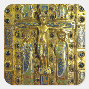 Kreuzigung Christi, Limoges, 13. Jahrhundert Quadratischer Aufkleber