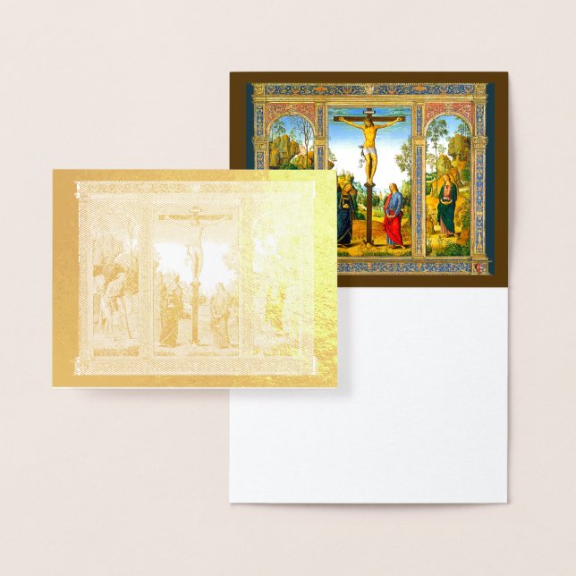 Kreuzigung der Renaissance durch den Christus-Gold Folienkarte (Anzeige)