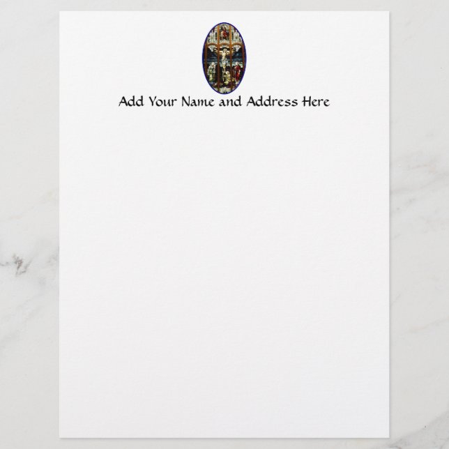 Kreuzigung des Jesus-Buntglasfensters Briefkopf (Vorderseite)