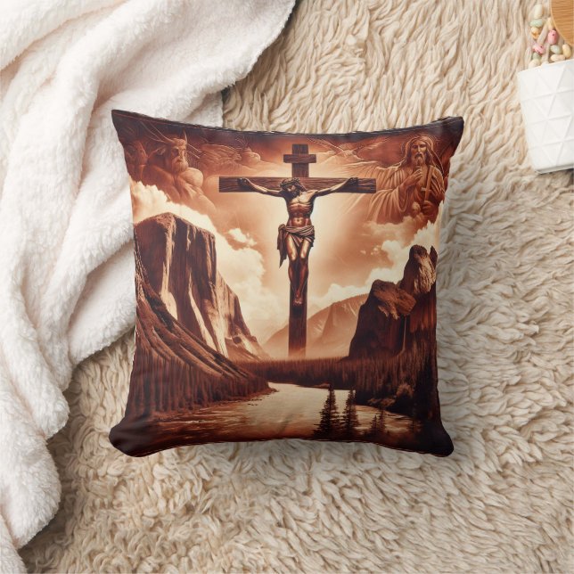 Kreuzigung Jesu inmitten der majestätischen Berge Kissen (Decke)