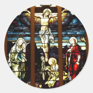 Kreuzigung - Jesus am Kreuz (festes Glas) Runder Aufkleber