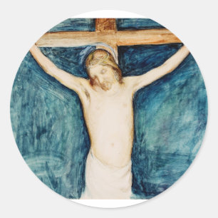 Kreuzigung vom Altarbild in der Kirche Runder Aufkleber