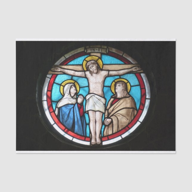 Kreuzigungs-Buntglas-Fenster Seidenpapier (Vorderseite)