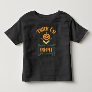 Kreuzknochen Halloween-Kürbis zu Trick oder zu Gas Kleinkind T-shirt