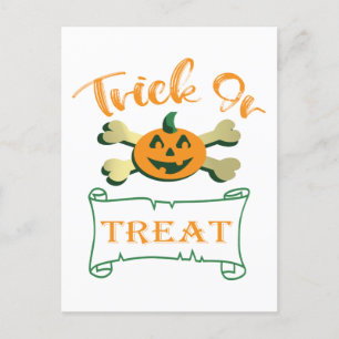 Kreuzknochen Halloween-Kürbis zu Trick oder zu Gas Postkarte
