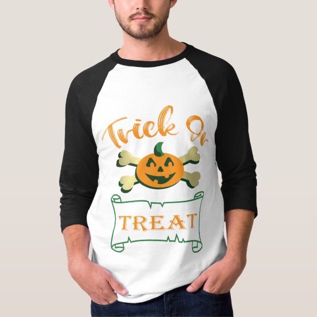 Kreuzknochen Halloween-Kürbis zu Trick oder zu Gas T-Shirt (Vorderseite)