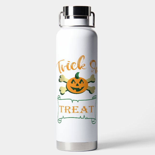 Kreuzknochen Halloween-Kürbis zu Trick oder zu Gas Trinkflasche (Rückseite)