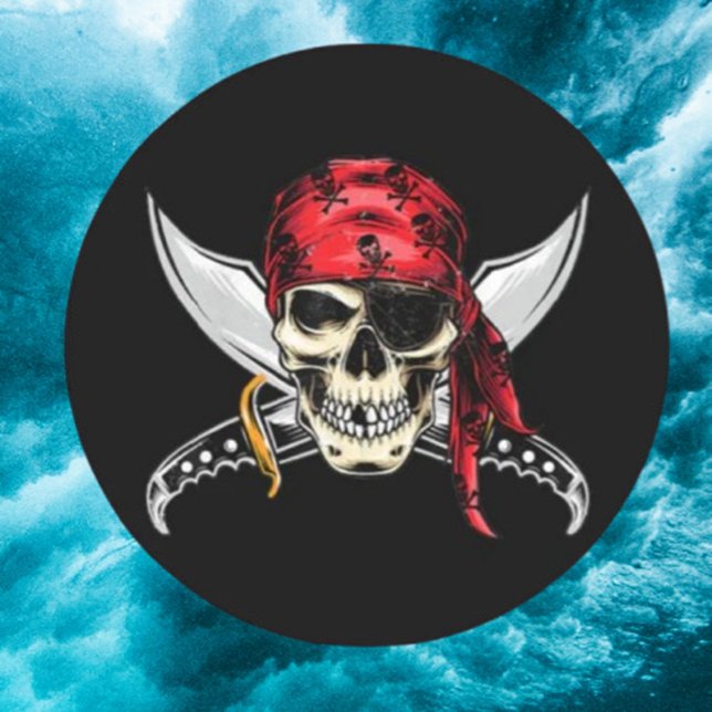 Kreuzknochen Runder Aufkleber (Show your bold style with our classic pirate skull crossbones round sticker.)