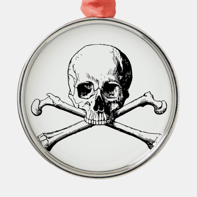 Kreuzknochen Silbernes Ornament (Vorne)