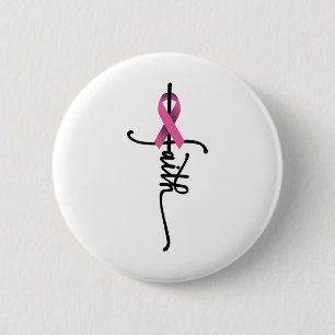 Kreuzkriegsüberlebung rosa Ribbon Brustkrebs Button