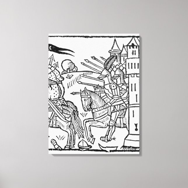 Kreuzritter reiten hinaus in den Kampf Leinwanddruck (Vorderseite)