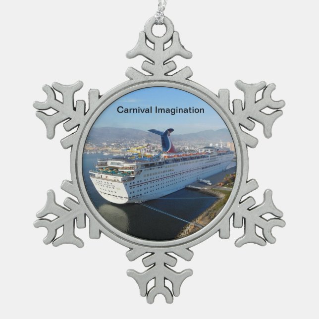 Kreuzschiff-Weihnachtsverzierung Schneeflocken Zinn-Ornament (Vorderseite)