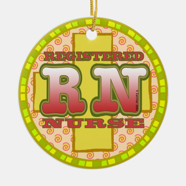 Kreuzschrift RN Nurse Keramik Ornament (Vorne)