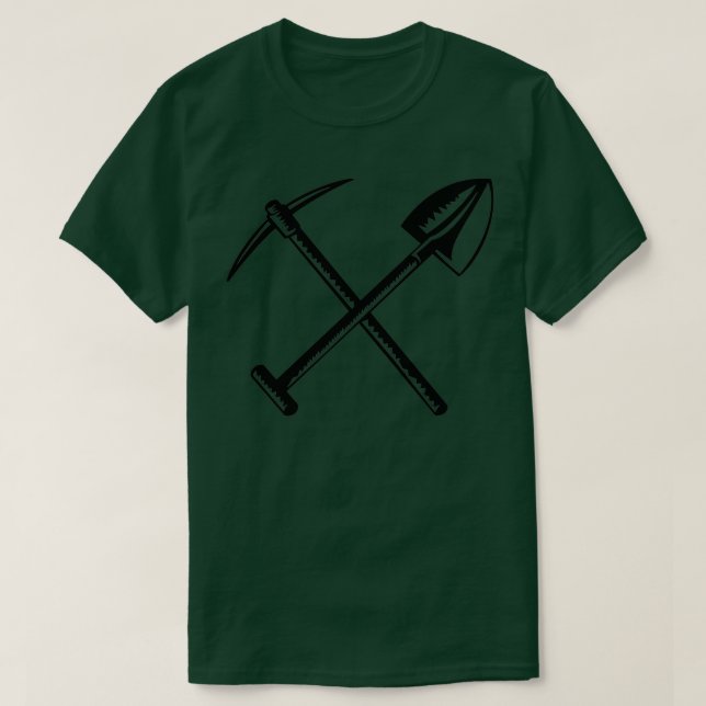 Kreuzspade oder Schaufel- und Bergbaukick Ax Picka T-Shirt (Design vorne)