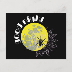 Kreuzspinne im Netz bei Vollmond Postkarte