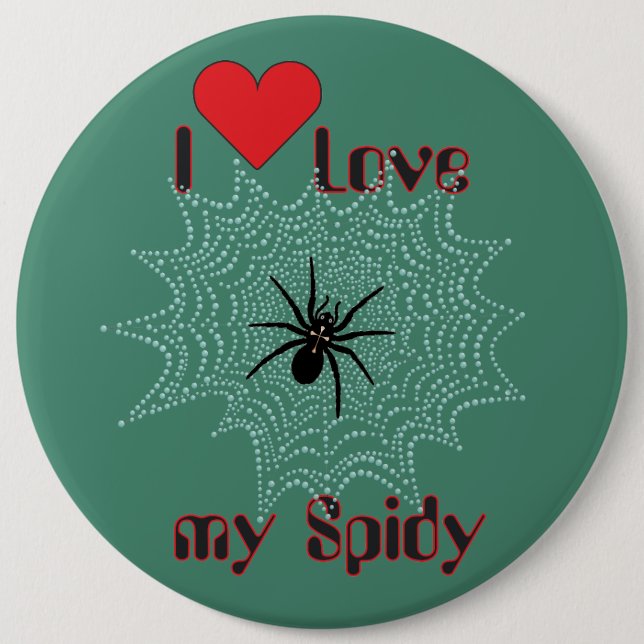 Kreuzspinne im Netz Button (Vorderseite)