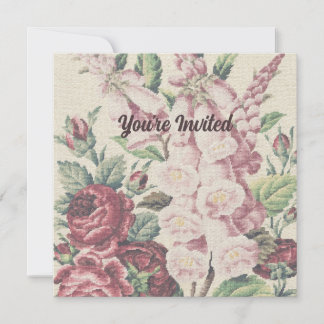 Kreuzstich-Blume Einladung