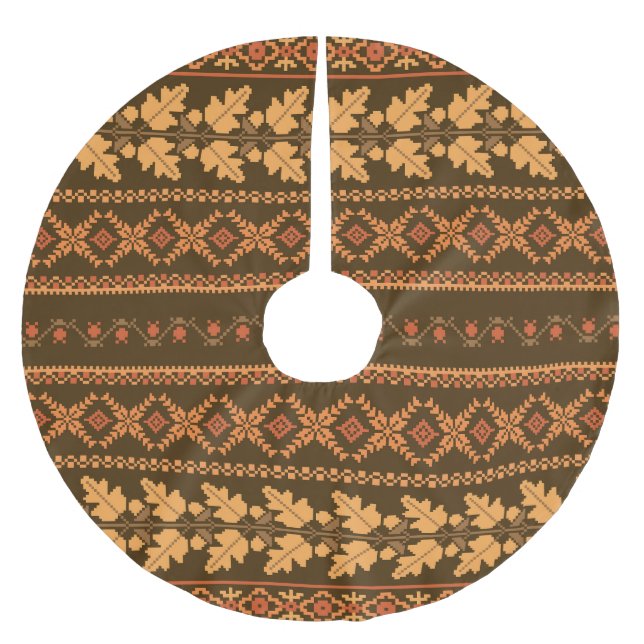 Kreuzstich des Retro-Streifens Polyester Weihnachtsbaumdecke (Vorderseite)