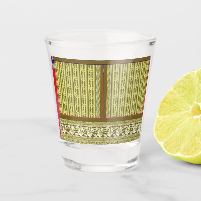 Kreuzstich einer Vase mit Blume Schnapsglas (Vorderseite)