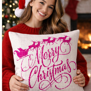 Kreuzstich Frohe Weihnachten Wurfkissen Kissen