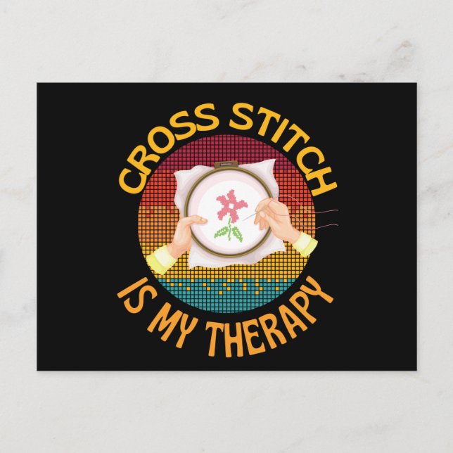 Kreuzstich ist meine Therapie Postkarte (Vorderseite)