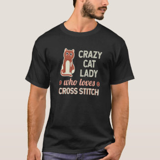 Kreuzstich Katze Kunsthandwerk Stricken Nähen Sto T-Shirt