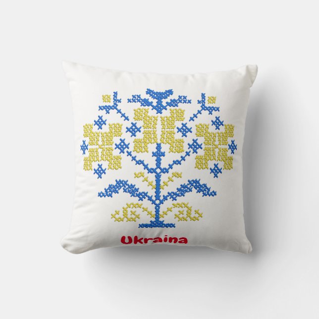Kreuzstich , Stickerei im ukrainischen Stil Kissen (Vorderseite)