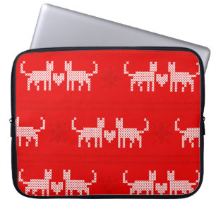 Kreuzstich-Weihnachtskatzen in Liebe mit s Laptopschutzhülle